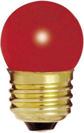 Satco S4511 Model 7 1/2S11/R Incandescent Light Bulb, Ceramic Red Finish, 7.5 Watts, S11 Lamp Shape, Medium Base, E26 ANSI Base, 120 Voltage, 2 1/4'' MOL, 1.38'' MOD, C-7A Filament, 2500 Average Rated Hours, Special application incandescent, RoHS Compliant, UPC 045923045110 (SATCOS4511 SATCO-S4511 S-4511)