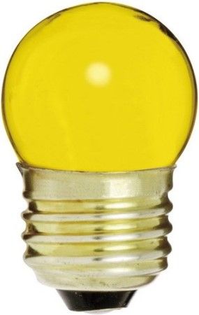 Satco S4512 Model 7 1/2S11/Y Incandescent Light Bulb, Ceramic Yellow Finish, 7.5 Watts, S11 Lamp Shape, Medium Base, E26 ANSI Base, 120 Voltage, 2 1/4'' MOL, 1.38'' MOD, C-7A Filament, 2500 Average Rated Hours, Special application incandescent, RoHS Compliant, UPC 045923045127 (SATCOS4512 SATCO-S4512 S-4512)