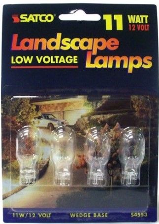 Satco S4553 Model W2.1x9.5d Landscape Miniature Lamp, 11 Watts, T7 Lamp Shape, Mini Wedge Base, 11T5 ANSI Base, 12 Voltage, 0.62'' MOL, 1.50'' MOD, C2R Filament, 1000 Average Rated Hours, Low wattage, Long Life, UPC 045923045530 (SATCOS4553 SATCO-S4553 S-4553)