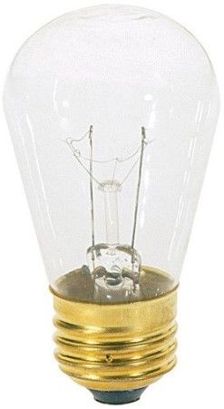 Satco S4565 Model 11S14 Incandescent Bulb, Clear Finish, 11 Watts, S14 Lamp Shape, Medium Base, E26 ANSI Base, 130 Voltage, 3 1/2'' MOL, 1.75'' MOD, CC-9 Filament, 80 Initial Lumens, 2500 Average Rated Hours, RoHS Compliant, UPC 045923045653 (SATCOS4565 SATCO-S4565 S-4565)