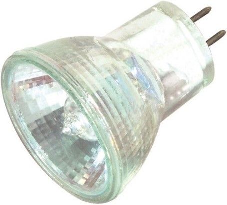 Satco S4645 Model 10MR8/NFL Halogen Light Bulb, 10 Watts, MR8 Lamp Shape, Bi Pin GU4 Base, GU4 ANSI Base, 12 Voltage, 1 1/4'' MOL, 1.00'' MOD, C-6 Filament, 2000 Average Rated Hours, 2900 Kelvin Temp, Warm White Color, 23 Beam Spread Deg, Crisp light, UV-Filter halogen capsule, Uniform light output, Lens, RoHS Compliant, UPC 045923046452 (SATCOS4645 SATCO-S4645 S-4645)