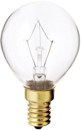 Satco S4707 Model 40G14 Incandescent Light Bulb, Clear Finish, 40 Watts, G14 Lamp Shape, European Base, E14 ANSI Base, 130 Voltage, 3 1/8'' MOL, 1.75'' MOD, CC-9 Filament, 370 Initial Lumens, 1500 Average Rated Hours, Long Life, Brass Base, RoHS Compliant, UPC 045923047077 (SATCOS4707 SATCO-S4707 S-4707)