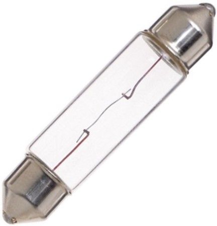 Satco VG020 Model 6411 Miniature Lamp Bulb, 10 Watts, T3 1/4 Lamp Shape, Festoon Base, SV8.5-8 ANSI Base, 12 Voltage, 0.83 Amps, 1.73'' MOL, 0.38'' MOD, 200 Average Rated Hours, Special Application miniature lamp, Low wattage, Long life, UPC 046135394072 (SATCOVG020 SATCO-VG020 VG-020 VG 020)