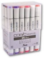 Copic SB24 Sketch, 24-Color Basic Marker Set; The most popular marker in the Copic line; Perfect for scrapbooking, professional illustration, fashion design, manga, and craft projects; Photocopy safe and guaranteed color consistency; The Super Brush nib acts like a paintbrush both in feel and color application; For more control, use the Medium Broad nib on the opposite end, or customize the marker with an optional nib; UPC 4511338051184 (COPICSB24 COPIC SB24 SB 24 COPIC-SB24 SB-24) 