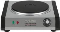 Waring Pro SB30 Professional Single Burner; 300 watts of power for quick heat-up and heat retention; Heavy-duty cast iron plate with brushed stainless steel housing; Adjustable thermostat with 'on' and 'ready' indicator lights; Non-slip rubber feet; Commercial UL approval; 13 3/8" W x 15 1/4" H x 5 1/2" D Dimensions 