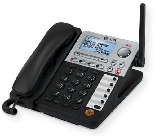 AT&T SynJ SB67148 4 Line cordless deskset; Digitally Enhanced Cordless Telecommunications (DECT) 6.0, eliminates the need for a telephone line connection to this cordless deskset; 10 intercom number locations; 10 speed dial numbers; 100 name and number private phonebook directory; UPC 650530022784 (SB67148 SB-67148 ATTSB67148 AT&TSB67148 SYNJSB67148 ATT-SYNJSB67148) 