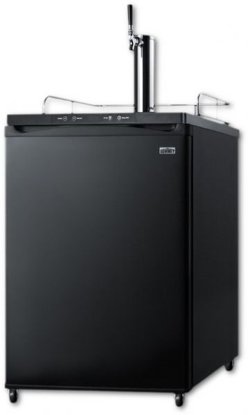 Summit SBC635MCF Cold Brew Coffee Dispenser In Black, With A Complete Stainless Steel Tap Kit And Nitrogen Tank Included; Reversible door, user-reversible door swing for added flexibility; Fully finished black cabinet, allows the dispenser to be used freestanding; Drip tray, removable drip tray catches spills to help contain the mess; Deep Chill function, great for getting faster cooling results when loading your first keg; (SUMMITSBC635MCF SUMMIT SBC635MCF SUMMIT-SBC635MCF)