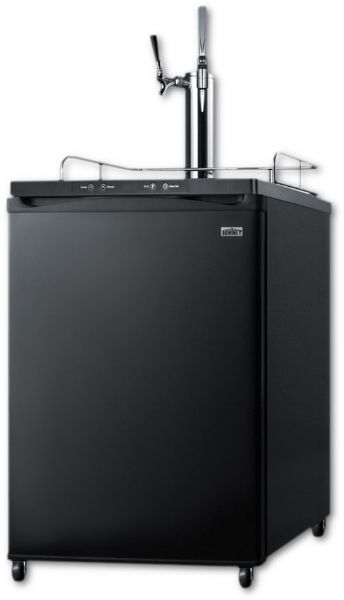 Summit SBC635MCMTWIN Dual Tap Coffee Dispenser In Black, With A Combination Nitro/Flat Coffee Tap Kit In Stainless Steel; Automatic defrost, reduced user maintenance with auto defrost operation; Fully finished black cabinet, allows the dispenser to be used freestanding; Reversible door, user-reversible door swing for added flexibility; (SUMMITSBC635MCMTWIN SUMMIT SBC635MCMTWIN SUMMIT-SBC635MCMTWIN)