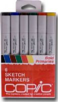 Copic SBOLDPRI Sketch, 6-Color Bold Primary Marker Set; The most popular marker in the Copic line; Perfect for scrapbooking, professional illustration, fashion design, manga, and craft projects; Photocopy safe and guaranteed color consistency; The Super Brush nib acts like a paintbrush both in feel and color application; UPC COPICSBOLDPRI (COPICSBOLDPRI COPIC SBOLDPRI COPIC-SBOLDPRI) 