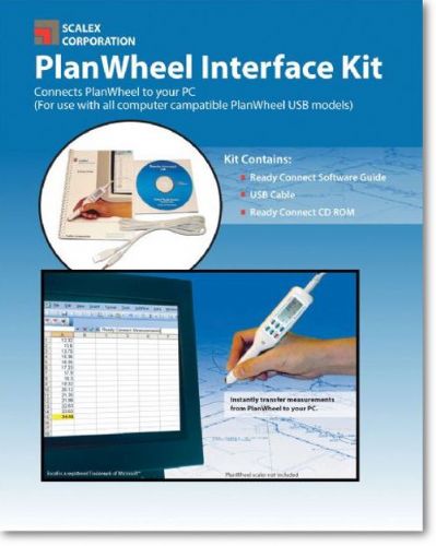 Scalex SC02552 Plan Wheel, Interface Kit; Allows the end user to connect the PlanWheel XLU2 to the PC; Kit includes Scalex software enabling any Windows program to accept scaled measurements directly from the PlanWheel, USB port cable, and instruction manual; Dimensions 9.30