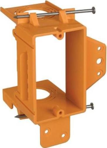 Carlon SC100A Low Voltage Brackets, Orange; Designed for the installation of low-voltage devices such as a cable television, data communications or telephone jacks; PVC construction; Resi-Rings with concentric knockouts accept 3/4