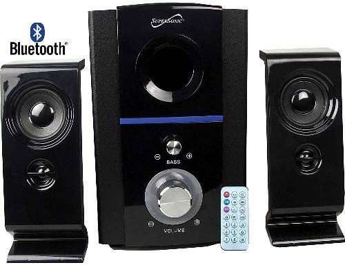 Supersonic SC-1126 Bluetooth Multimedia Speaker System, Black; Powerful Speaker System; Streams Music Wirelessly From Most Bluetooth Enabled Devices Such as iPhone, iPad, iPod, Smart Phones, Netbooks, Computers, Android Tablets, MP3 Players & More; Built-in USB Input Connects Audio Devices That Uses a USB; UPC 639131011267 (SC1126 SC 1126)