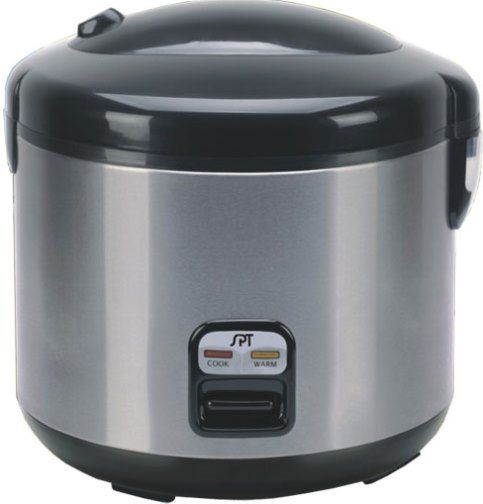 Sunpentown SC-1202SS Rice Cooker with Stainless Steel Body; 6 cups/1.2 Liter Capacity; Easy one-button operation; Automatic keep warm system; Cool touch exterior; Pressure-sealed inner locking lid; 3-Dimensional heating from top, sides and bottom; Cook and Keep Warm indicator lights; Removable non-stick inner pot; UPC 876840005303 (SC1202SS SC 1202SS SC-1202S SC-1202)