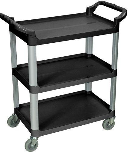 Luxor SC12-B Serving Cart with 3 Shelves, Black; Perfect blend of storage capacity and maneuverability; Overall cart dimensions are 33 1/2