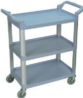 Luxor SC12-G Serving Cart with 3 Shelves, Gray; Perfect blend of storage capacity and maneuverability; Overall cart dimensions are 33 1/2" W x 16 3/4" D X 36 3/4" H; Each shelf is 26" W x 16 1/4" D including a 1" lip on both sides and the back to help control contents; Shelves are spaced 12" apart for easy loading and unloading; UPC 847210028062 (SC12G SC12 SC-12-G SC 12-G) 