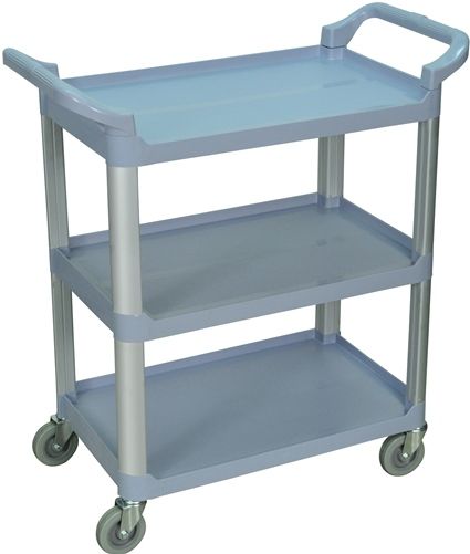 Luxor SC12-G Serving Cart with 3 Shelves, Gray; Perfect blend of storage capacity and maneuverability; Overall cart dimensions are 33 1/2
