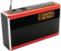 Supersonic SC1350-RED Portable Rechargeable Speaker with Alarm Clock & FM Radio, Red; Super-Bass Sound; Ultra Compact Design; Built-In FM Radio; Alarm Function; Clock & Calendar Function; Micro SD Card Slot; USB Input (Cable Included); Easy to Read LED Display; Auxiliary Input Allows You to Connect to MP3, MP4, PC, Laptop and More (SC1350RED SC1350 RED SC-1350-RED SC 1350-RED)  