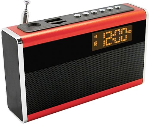 Supersonic SC1350-RED Portable Rechargeable Speaker with Alarm Clock & FM Radio, Red; Super-Bass Sound; Ultra Compact Design; Built-In FM Radio; Alarm Function; Clock & Calendar Function; Micro SD Card Slot; USB Input (Cable Included); Easy to Read LED Display; Auxiliary Input Allows You to Connect to MP3, MP4, PC, Laptop and More (SC1350RED SC1350 RED SC-1350-RED SC 1350-RED) 