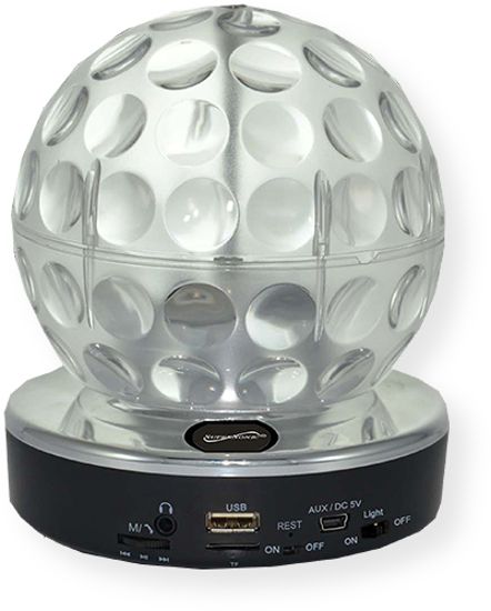 Supersonic SC1389BTWH Bluetooth Disco Ball Speaker; White; High Quality Performance Portable Speaker; These Dazzling and Colorful Light Patterns Are Projected Onto Ceilings and Walls, Giving You an Instant Party Atmosphere; Powerful Speakerphone: Allows You to Talk Through the Speaker When Receiving or Making a Conference Call; UPC 639131613898 (SC1389BTWH SC1389BT-WH SC1389BTWHBALLSPEAKER SC1389BTWH-BALLSPEAKER SC1389BTWHSUPERSONIC SC1389BTWH-SUPERSONIC)
