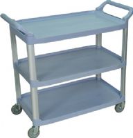 Luxor SC13-G Large Serving Cart with 3 Shelves, Gray; Designed for maximum storage and weight capacity; Overall cart dimensions are 40 1/2" W X 19 3/4" D X 37 1/4" H; Top shelf usable space is 29 1/2" W x 19 1/4" D and lower shelves are 33 1/4" W x 19 1/4" D; All shelves include a 1" lip on both sides and the back to help control contents; UPC 847210028086 (SC13G SC13 SC-13-G SC 13-G) 