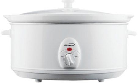 Brentwood SC-145W Slow Cooker, 6.5 Quart Capacity, Metal Body with White Finish, 3 Heat Setting (High, Low, Auto), Removable Ceramic Pot, Tempered Glass Lid, Cool Touch Handles, LED Power Indicator, 320 Watts Power, cUL Approval Code, Dimension (LxWxH) 16.5 x 11.75 x 9.5, Weight 13.0 lbs., UPC 181225000331 (SC145W SC 145W SC-145) 