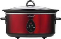 Brentwood SC-150R Slow Cooker, 6.5 Quart Capacity, Metal Body with Red Finish, 3 Heat Setting (High, Low, Auto), Removable Ceramic Pot, Tempered Glass Lid, Cool Touch Handles, LED Power Indicator, 120 Watts Power, cUL Approval Code, Dimension (LxWxH) 16.5 x 11.75 x 9.5, Weight 13 lbs., UPC 181225100260 (SC150R SC 150R SC-150)  