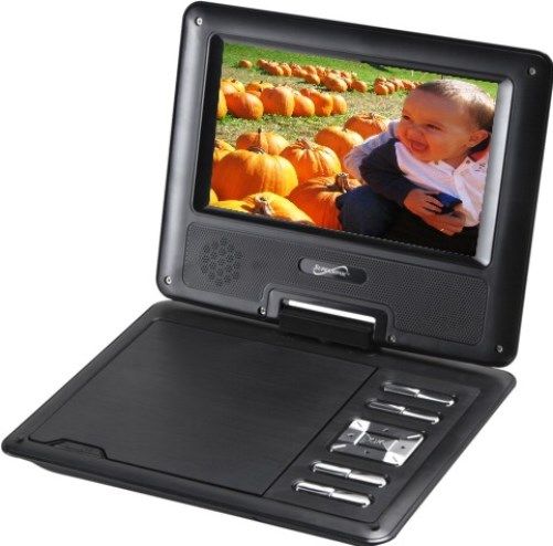 Supersonic SC-177 Portable DVD Player, 7 Widescreen TFT Swivel Screen Display, 270 Swivel Screen Design, Disc Format DVD/DVDR/RW/HDCD/CD/CD-R/CD-RW and JPEG, USB Compatible, SD/MMC Card Reader Compatible, Plays Music and Video, A/V Output Jack, Headphone Jack, Built-in Speakers, Multi Language On Screen Display, UPC 639131001770 (SC177 SC 177)