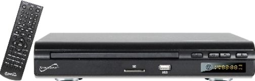 Supersonic SC-28DVD Two Channel DVD Player with USB/SD Inputs; Media Player Features Optimized Video Image Quality; Compatible with DVD/CD/VCD/SVCD/MP3/Picture/CD-R/CD-RW; LCD Display; Multi-Angle Viewing with Digital Zoom Supports; Intelligent Firmware Upgrading; Supports Disks with Up to Eight Languages and 32 Subtitles; UPC 639131000285 (SC28DVD SC 28DVD SC-28-DVD) 