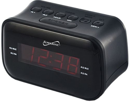 Supersonic SC-378BT Bluetooth Clock Radio; Digital Clock with .9 LED Display; Built-in BT Compatible (wireless connectivity to other devices) Play Your Favorite Audio Wirelessly From Most BT Enabled Devices; AM/FM Radio; FM Frequency 87-108MHz; AM Frequency 530 -1700KHz; Alarm Clock with Sleep/Snooze Timers; UPC 639131003781 (SC378BT SC 378BT SC-378-BT) 