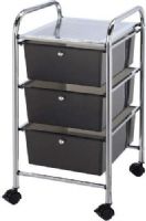 Alvin SC3SM Blue Hills Studio Storage Cart 3-Drawer (Deep) Smoke, Unique patented interlocking rail and drawer system that prevents shifting off the rails, Molded stops on drawers prevent drawer from pushing through the back of cart, Each drawer can hold up to 3 lbs, Carts have four casters (two locking), UPC 088354807643 (SC-3SM SC 3SM SC3-SM SC3 SM)  