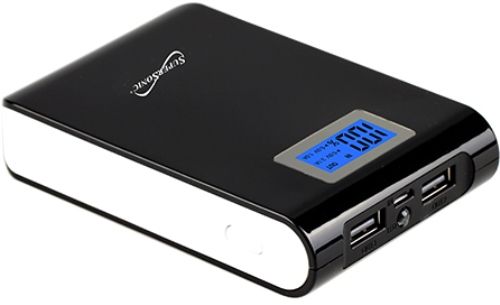 Supersonic SC-4104PB-BLK High Capacity Rechargeable Power Bank, Black; Intelligent power manage solution, steady & high efficient; 10400 mAh capacity; LCD displays real-time electricity and input/output status; Suitable for nearly all kinds of mobile phone and digital products with USB connector; 2 USB outputs allow you to charge more than one device at a time; UPC 639131241046 (SC4104PBBLK SC4104PB-BLK SC-4104PBBLK SC-4104PB) 