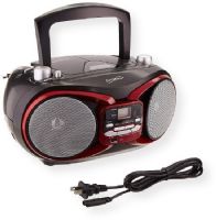 Supersonic SC504RD CD MP3 AM FM Boombox; Red; Dynamic High Performance Speakers; Top Loading CD Player; Plays MP3/CD, CD-R, CD-RW; Built in USB Input; Auxiliary Input Jack for Use with External Audio Devices; UPC 639131085046; Dimensions 10.25" x 12.12" x 7.00" (SC504RD SC504-RD SC504RDCDMP3 SC504RD-CDMP3 SC504RDSUPERSONIC SC504RD-SUPERSONIC)  
