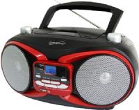 SuperSonic SC-504RED Portable Audio System MP3/CD Player with USB/Aux Inputs & Am/FM Radio, Red, Power Output 1.5W x 2, Frequency Response 100Hz-16KHz, Dynamic High Performance Speakers, Top Loading CD Player, Plays MP3/CD, CD-R, CD-RW; Built-in USB Input, Auxiliary Input Jack for Use with External Audio Devices, UPC 639131085046 (SC504RED SC 504RED SC-504-RED SC-504 RED SC504) 