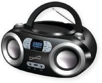 Supersonic SC509BTBLK CD MP3 FM Boombox; Black; Top Loading Programmable MP3/CD Player; Plays MP3/CD, CD, CD-R, CD-RW; LCD Display; Built-In BT Receiver Allows You to Stream Music From Your iPad, iPhone, iPod, Smartphone, Android Tablet, Laptop, MP3 Player and Other BT Enabled Devices; UPC 639131205093 (SC509BTBLK SC509BT-BLK SC509BTBLKCDMP3 SC509BTBLK-CDMP3 SC509BTBLKSUPERSONIC SC509BTBLK-SUPERSONIC) 