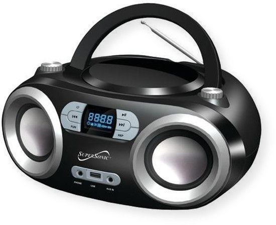 Supersonic SC-509BT-BLK Portable Bluetooth Audio System, Black; Top Loading Programmable MP3/CD Player; Plays MP3/CD, CD, CD-R, CD-RW; LCD Display; Built-In BT Receiver Allows You to Stream Music From Your iPad, iPhone, iPod, Smartphone, Android Tablet, Laptop, MP3 Player and Other BT Enabled Devices; UPC 639131205093 (SC509BTBLK SC509BT-BLK SC-509BTBLK SC-509BT) 