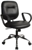 Office Star SC532V Vinyl Sculptured Task Chair with Loop Arms, Thick Padded Seat and Back with Built-in Lumbar Support, Pneumatic Seat Height Adjustment, Loop Arms, Adjustable Tilt Tension, Black Vinyl Only, Chrome Finish Base with Dual Wheel Carpet Casters, This Chair has a weight Limit of 200 lbs (SC-532V SC532-V SC532 SC-532) 