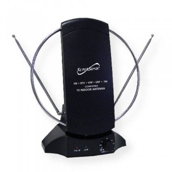 Supersonic SC-605 Indoor HDTV Digital Amplified Indoor Antenna; Supports HDTV 1080p, 1080i, 720p Broadcast; 40 Miles Maximum Reception Range; Frequency Range 47-860 MHz Channels; Antenna Gain 20-30dB; Impedance 75 Ohms; Receives Free Local Digital and Analog TV Broadcast Signals; Full Band DTV/VHF/UHF/FM Receiver; UPC 639131006058 (SC605 SC 605)