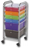Alvin SC6MC Storage Cart 6-Drawer (Standard And Deep) Multi-Colored; Unique patented interlocking rail and drawer system that prevents shifting off the rails; Molded stops on drawers prevent drawer from pushing through the back of cart; Each drawer can hold up to 3 lbs; Carts have four casters (two locking); UPC 088354807667 (ALVINSC6MC ALVIN SC6MC SC 6MC SC6 MC SC-6MC SC6-MC) 