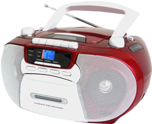 SuperSonic SC-727RED Portable CD Player with Cassette/Recorder & AM/FM Radio, Red, Top Loading CD Player Media Players, Single Cassette Recorder, Programmable Track Memory, Play, Pause, Skip and Repeat Functions; Auto Stop Cassette Recorder, Rotary Volume Control, Dynamic High Performance Speakers (SC727RED SC 727RED SC-727-RED SC727-REDSC-727 RED)