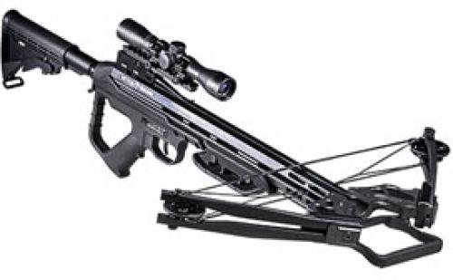 Sigthmark SC73002 Risen XLT 385 Crossbow Package; 350 FPS arrow speed; Compound levering system; Quick and quiet cams; Composite, ultra-stiff split limb design; Durable, CNC machined riser; Telescope stock for customized fit; Draw Weight 2000lbs; Arrow Speed 385fps (390 grain); Arrow Speed 365fps (425 grain); Power Stroke 14