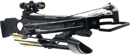 Southern Crossbow SC73003 Crossbow Kit, 350 FPS arrow speed, Compound levering system, Quick and quiet cams, Composite ultra-stiff split limb design, Composite stock with black rubber grip finish, Picatinny accessory mounting rail, Quick detach quiver, 155lbs Draw Weight, 14.2