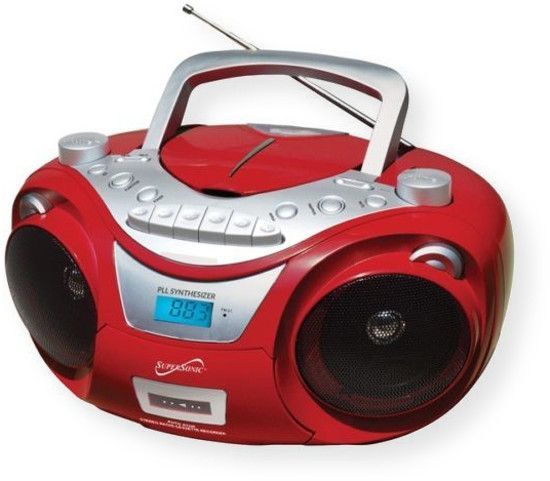 Supersonic SC739BTRD CD MP3 Bluetooth AM FM Boombox; Red;  Top Loading CD Player with BT; Wireless Built in BT Receiver Allows You to Wirelessly Connect Your iPad, iPhone, Tablet, HDTV, Laptop, MP3 Player and More; MP3/CD/CD-R/CD-RW Compatible; AM/FM Radio; PLL Tuning Radio; Built in USB Input Allows You to Play Media Devices Such as iPhones, iPads etc; UPC 639131707399 (SC739BTRD SC739BT-RD SC739BTRDCDMP3 SC739BTRD-CDMP3 SC739BTRDSUPERSONIC SC739BTRD-SUPERSONIC) 