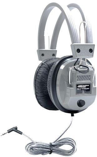 HamiltonBuhl SC-7V SchoolMate Deluxe Stereo Headphone with 3.5 mm Plug and Volume Control, Gray; Deluxe, Over-Ear design; Replaceable Leatherette ear cushions; Volume control on ear cup; 3.5mm stereo jacketed plug; 5 feet Dura-Cord: Chew-resistant, PVC-sleeved, kink and knot resistant braided cord; 40mm Speaker drivers; UPC 681181120154 (HAMILTONBUHLSC7V SC7V SC 7V)