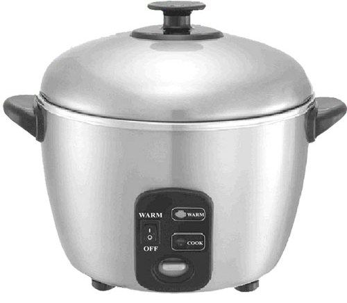 Sunpentown SC-886 Three Cups Stainless Steel Rice Cooker and Steamer, Easy one-button operation, Automatically switches to Warm (when Warm mode is turned on), Healthy cooking: cooks with steam to maintain nutrients, Stainless steel construction: body, cover and inner pot, Saves up to 18% in energy costs, ETL (SC886 SC 886)