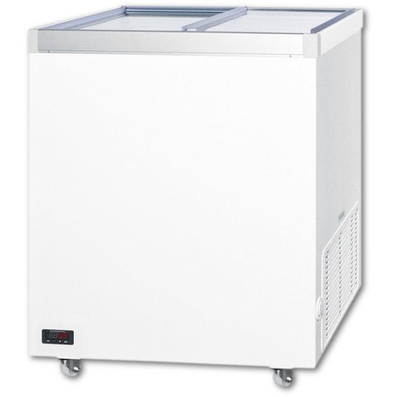 Summit SCF632DT Full-Sized Commercial Storage Freezer With Sliding Glass Lid And Digital Thermostat; Commercially approved, ETL-S listed to NSF-7 Standards for use in commercial establishments; Digital thermostat, electronic controls for more precise temperature management; Manual defrost, static cooling system for improved temperature stability, temperature range: 0 to 5 degrees fahrenhei; UPC 761101032252 (SUMMITSCF632DT SUMMIT SCF632DT SUMMIT-SCF632DT)