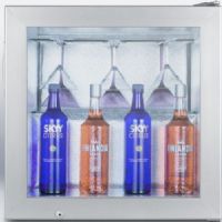 Summit SCFU386VK Compact Commercial Vodka Chiller with Self-closing Glass Door, Gray Cabinet, 2.0 cu.ft. Capacity, RHD Right Hand Door Swing, Ceiling rack, Factory installed lock, 5F Operation, Self-closing door, Switchable LEd light illuminates whole interior, Removable shelves, Two additional wire shelves included (SC-FU386VK SCF-U386VK SCFU-386VK SCFU 386VK) 