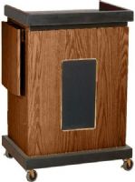 Oklahoma Sound SCLS-MO Smart Cart Multipurpose Computer Lectern with Sound, Medium Oak, Built-In Full Featured 25 Watts Amplifier with Technologically Advanced (MP3 Compatible), Media Aux 1/8” Input, One 8” Full Range Speakers, 2” deep area for a laptop that locks with a slide out locking shelf for projectors and multimedia equipment (SCLSMO SCLS MO SCL-S SCL S) 