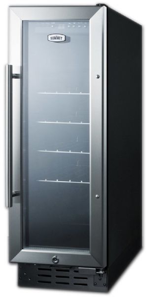 Summit SCR1225B Freestanding Compact Beverage Center With Reversible Door, 4 Shelves , Factory Installed Lock, CFC Free, Commercially Approved In Stainless Steel, 12