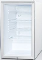 Summit SCR450L7HH Commercially Listed 20" Wide Glass Door All-refrigerator for Freestanding Use, Auto Defrost with Factory Installed Lock and Professional Horizontal Handle, White Cabinet, 4.1 cu.ft. capacity, Reversible door, RHD Right Hand Door Swing, Adjustable shelves, Interior light, Adjustable thermostat, 2 Level Legs (SCR-450L7HH SCR 450L7HH SCR450L7 SCR450L SCR450) 