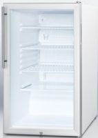 Summit SCR450L7HV Commercially Listed 20" Wide Glass Door All-refrigerator for Freestanding Use, Auto Defrost with Factory Installed Lock and Professional Thin Handle, White Cabinet, 4.1 cu.ft. capacity, RHD Right Hand Door Swing, Adjustable shelves, Interior light, Adjustable thermostat, 2 Level Legs (SCR-450L7HV SCR 450L7HV SCR450L7 SCR450L SCR450) 